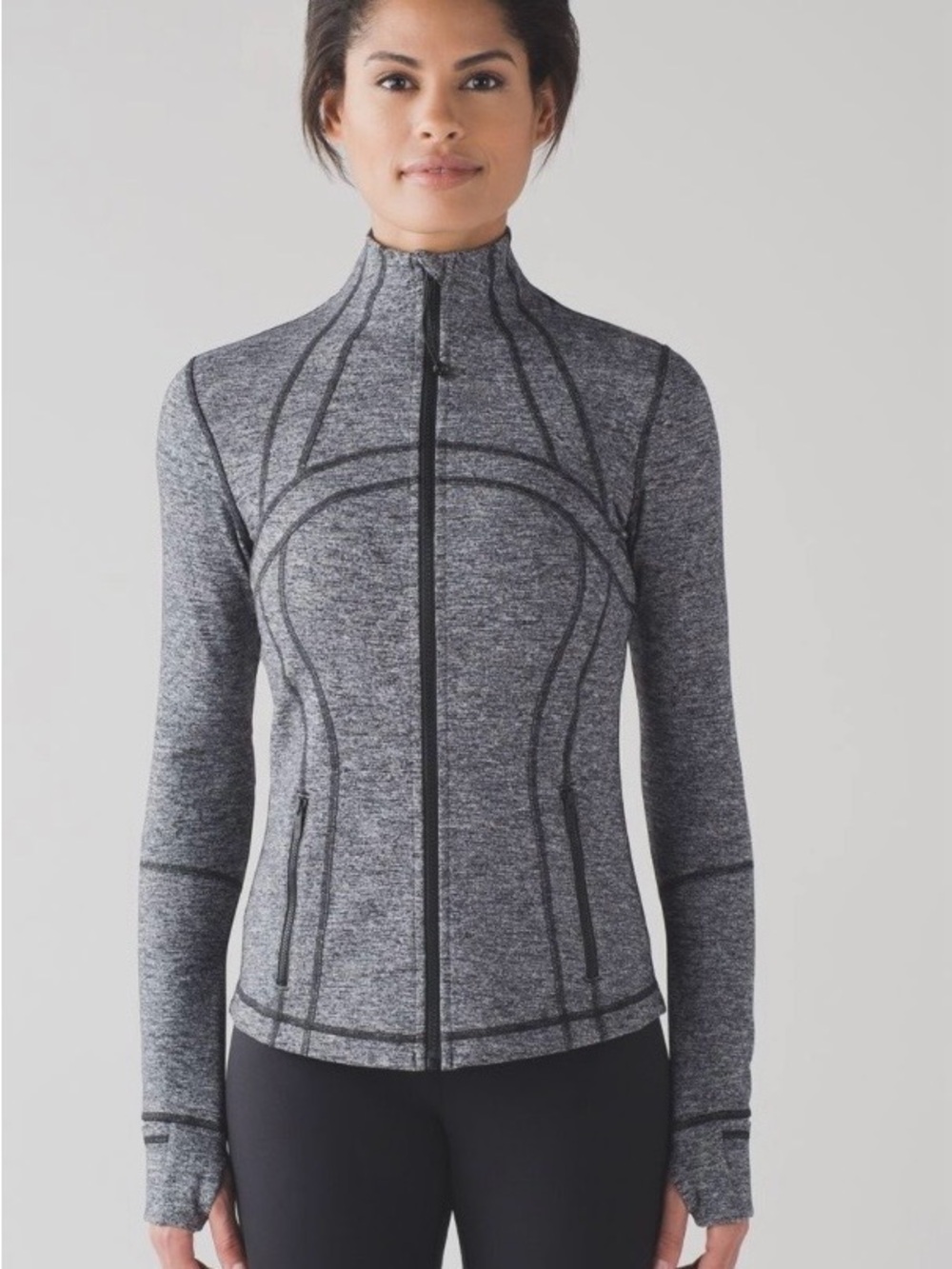 Lululemon Define Jacket Heather Gray Stretch Luon Fabric Zip Pockets Snug Fit 8